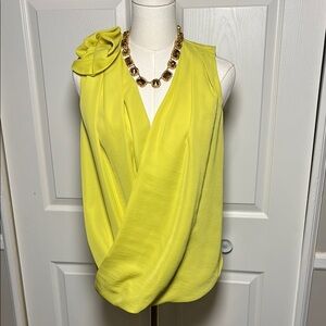 Yellow Sleeveless Drape Top